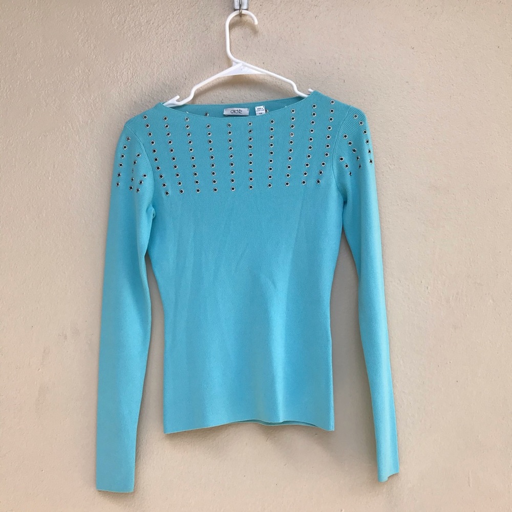 Cache XS blue fitted sweater with eyelid detail